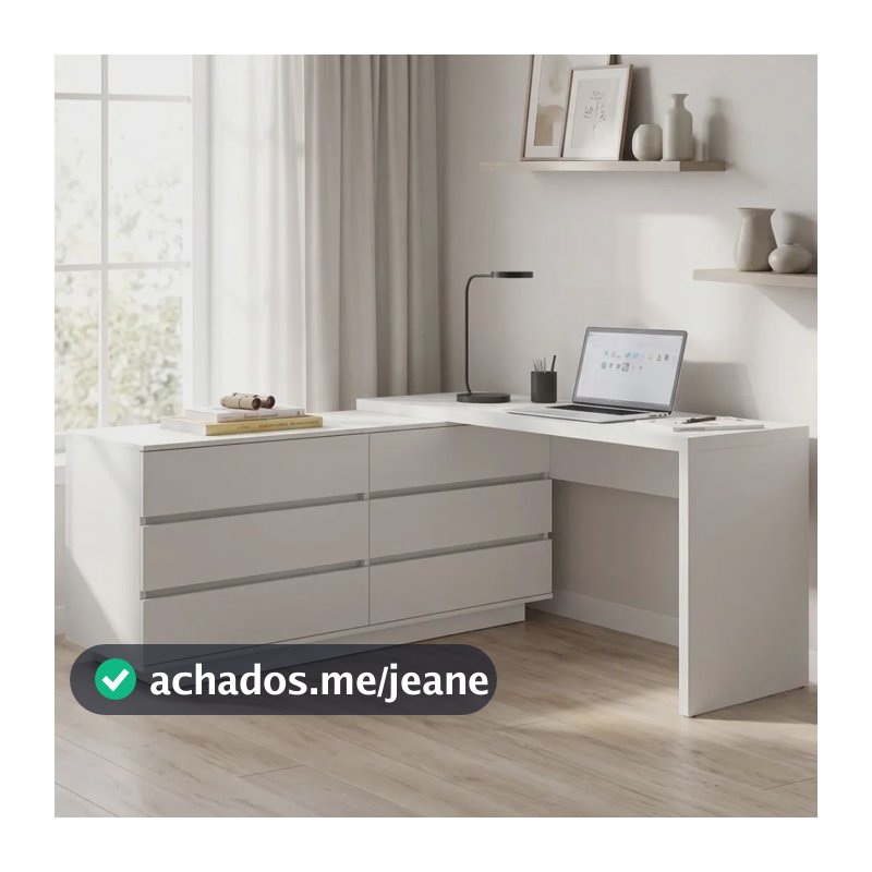 Mesa Para Escritório Diretor Em L 6 Gavetas Oring Yescasa Branco