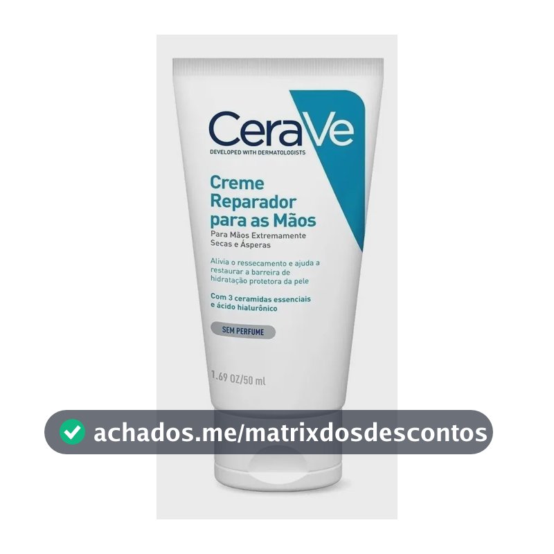 Creme para mãos CeraVe Creme reparador para mãos CeraVe em tubo depressível de 50mL/48g