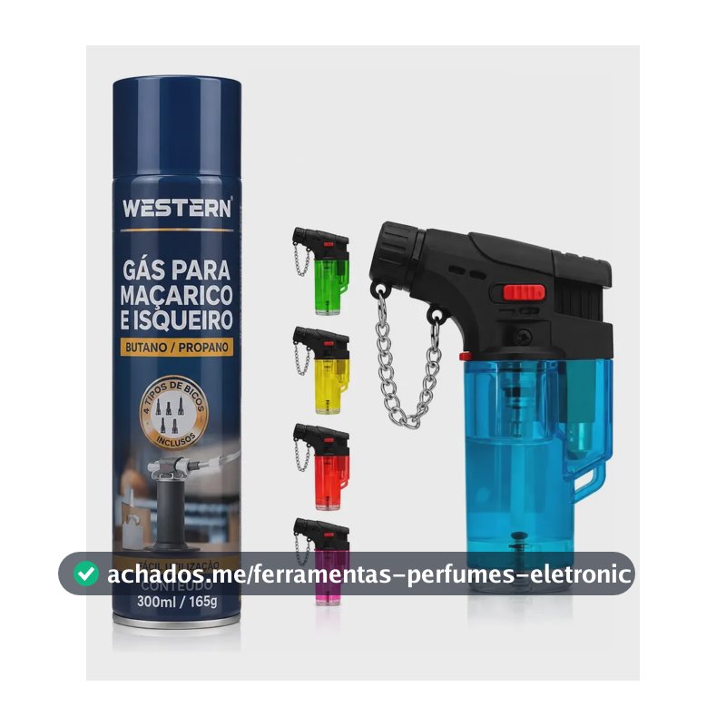 Kit Mini Maçarico Portátil Recarregável + 1 Refil Gás Butano