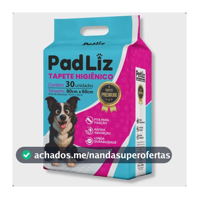 Tapete Higiênico Cachorro Premium Padliz 80x60cm 30 Unidades