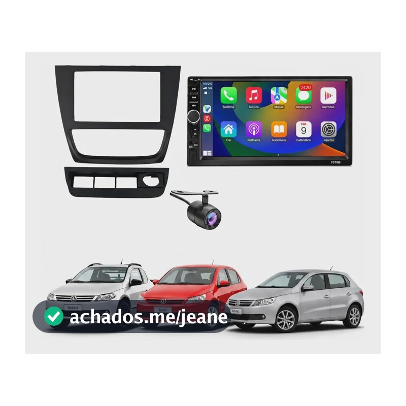 Multimídia Gol Voyage Saveiro G5 Carplay Android Auto S/ Fio Preto