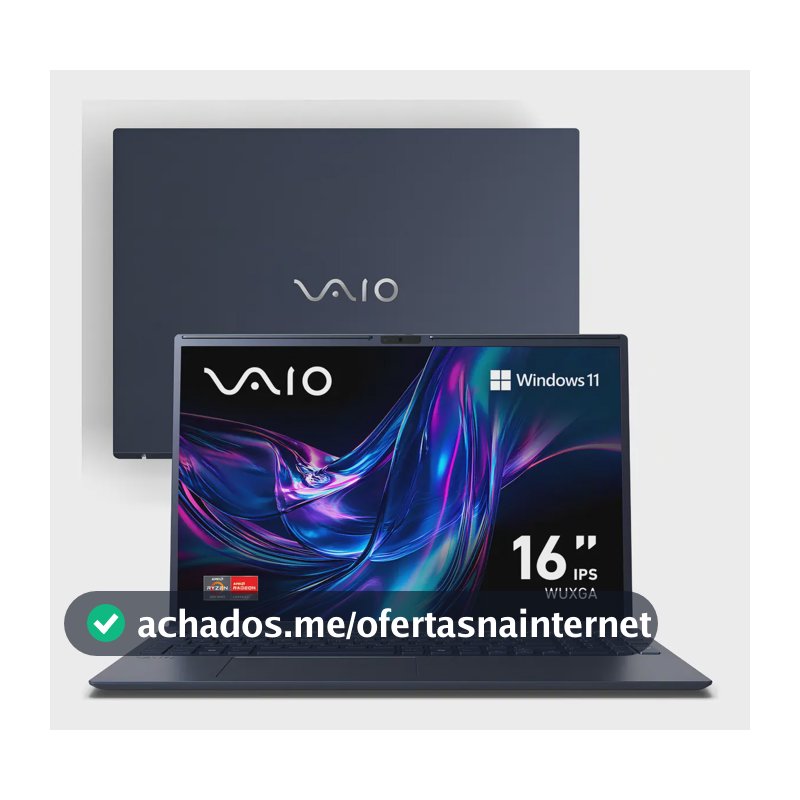 Notebook VAIO FE16 AMD Ryzen 5-5625U Windows 11 Home 12GB RAM 512GB SSD Tela 16" IPS WUXGA Antirreflexo - VJFE69F11X-B1221H - Cinza Grafite