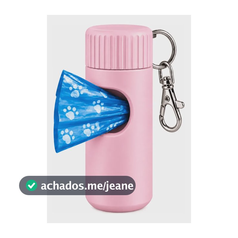 Porta Saquinho Pet Dispenser Cata Caca + 1 Rolo Refil 15 Und Rosa