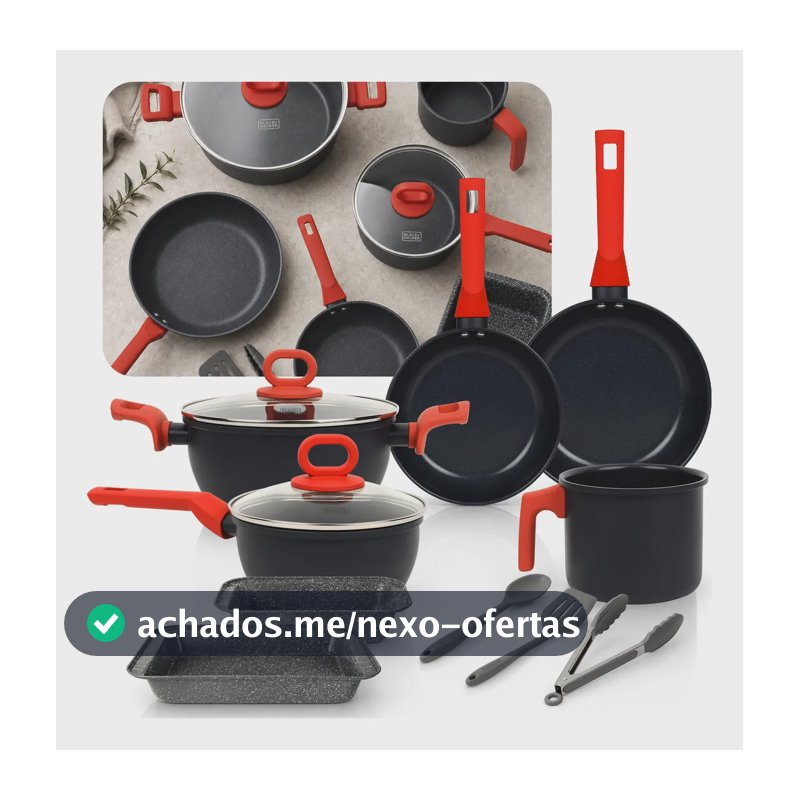 Jogo de Panelas Black+Decker Ceramic Line com 10 Peças para Indução Vermelho MyCheff