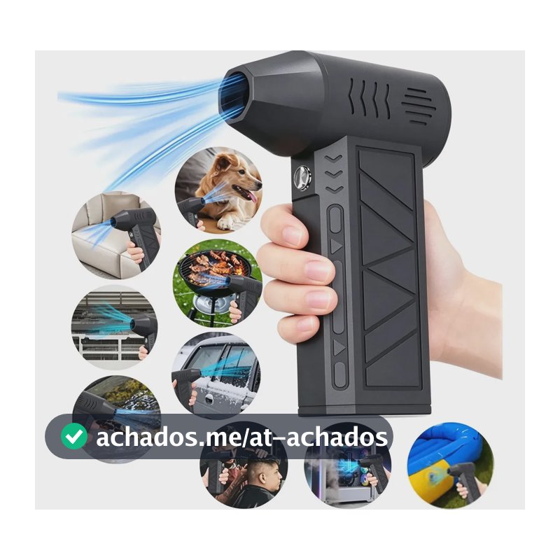 Mini Soprador Turbo Sem Fio Super Potente E Multiuso: Ideal para limpeza profunda de carros, remoção de poeira em teclados e computadores, secagem rápida de pelos e soprador de carvão para churrascos.