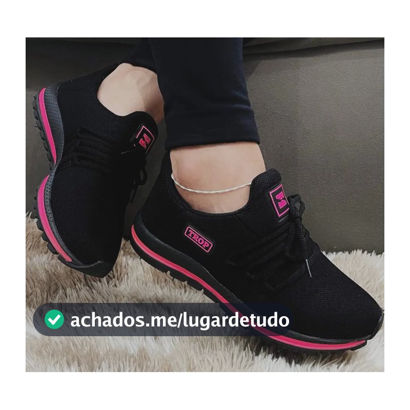 Tênis Feminino Trop Brasil Esportivo Leve Academia Preto Liso 38 Br