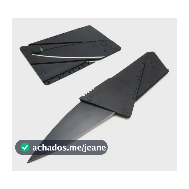 02 Canivete Cartão Discreto Faca Dobrável Tático P/ Carteira Preto