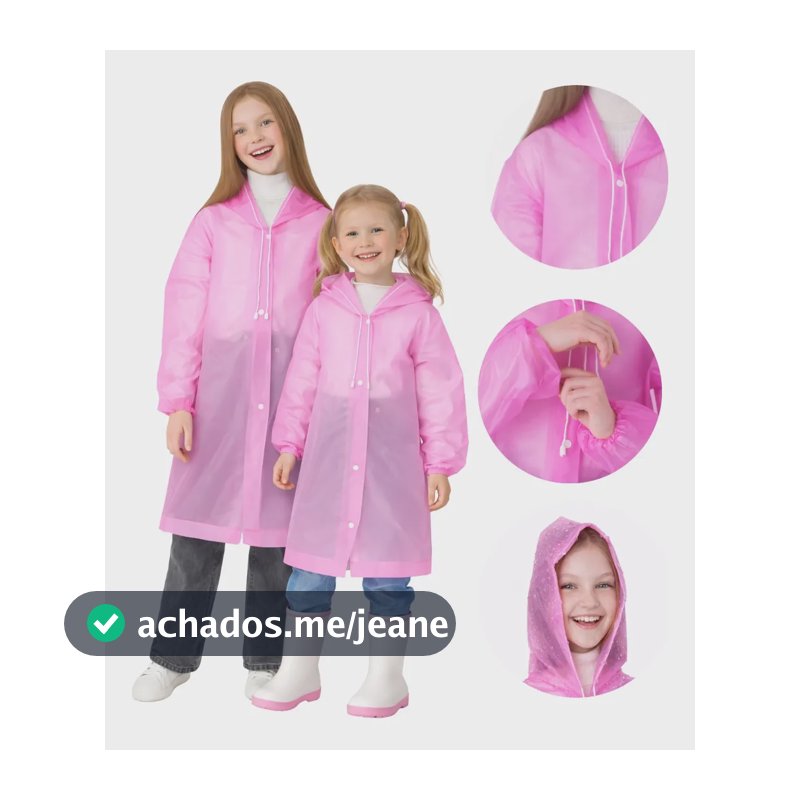 Capa De Chuva Com Capuz Infantil Criança Varias Cores Rosa-chiclete Unico