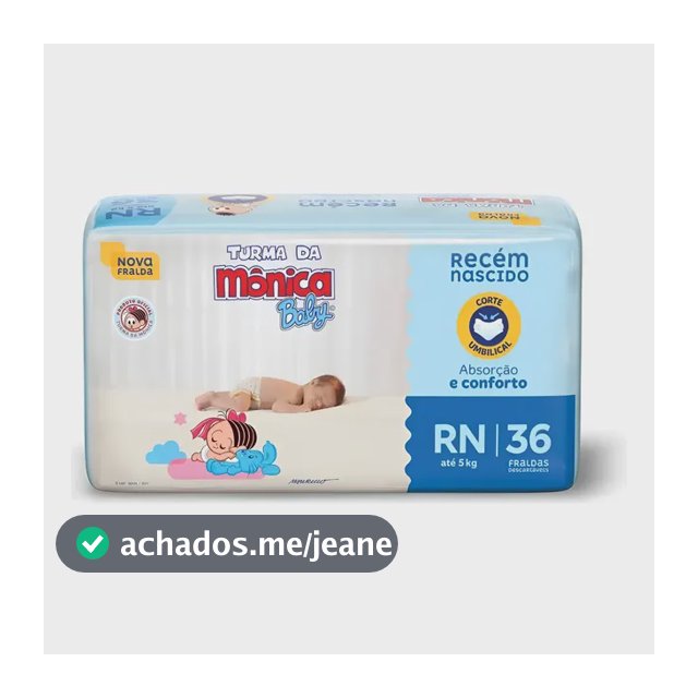 Fralda Descartável Turma Da Mônica Baby Recém-nascido Rn Pac Rn