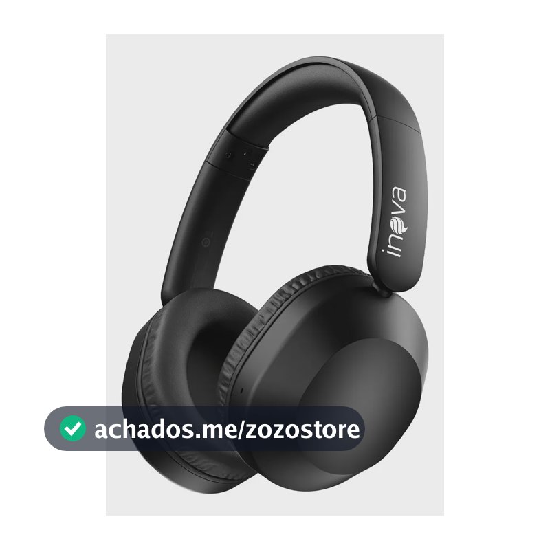 Fone De Ouvido Headphone Bluetooth 6.0 Sem Fio Premium Potente Super Bass Compatível, bateria de 50 Horas Para iPhone Samsung Xiaomi Redmi Lenovo Motorola Esportivo Caminhada Academia Cor Preto Inova