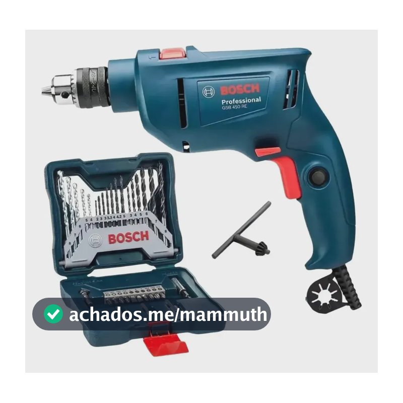 Furadeira Industrial Impacto Rev 450w Gsb 450 Re Bosch + Kit