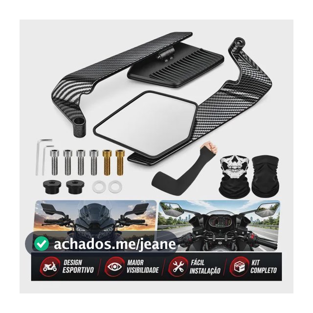 Retrovisor Rebaixado Fibra Carbono Universal Moto Honda