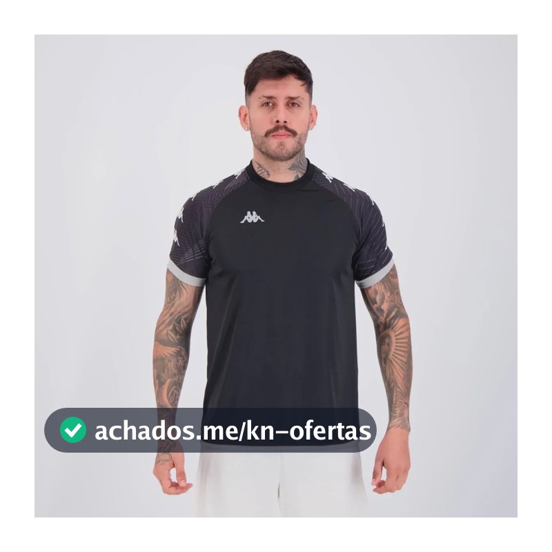 Camiseta Kappa Edinburgh Caminhada Academia Preto G