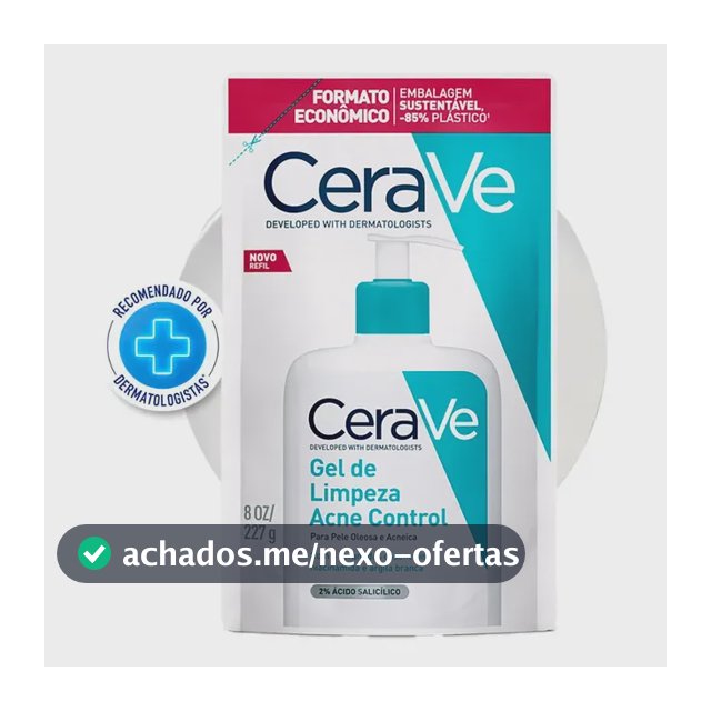 Refil Gel de Limpeza Facial Antiacne Pele Oleosa, Acne Control CeraVe, 227g