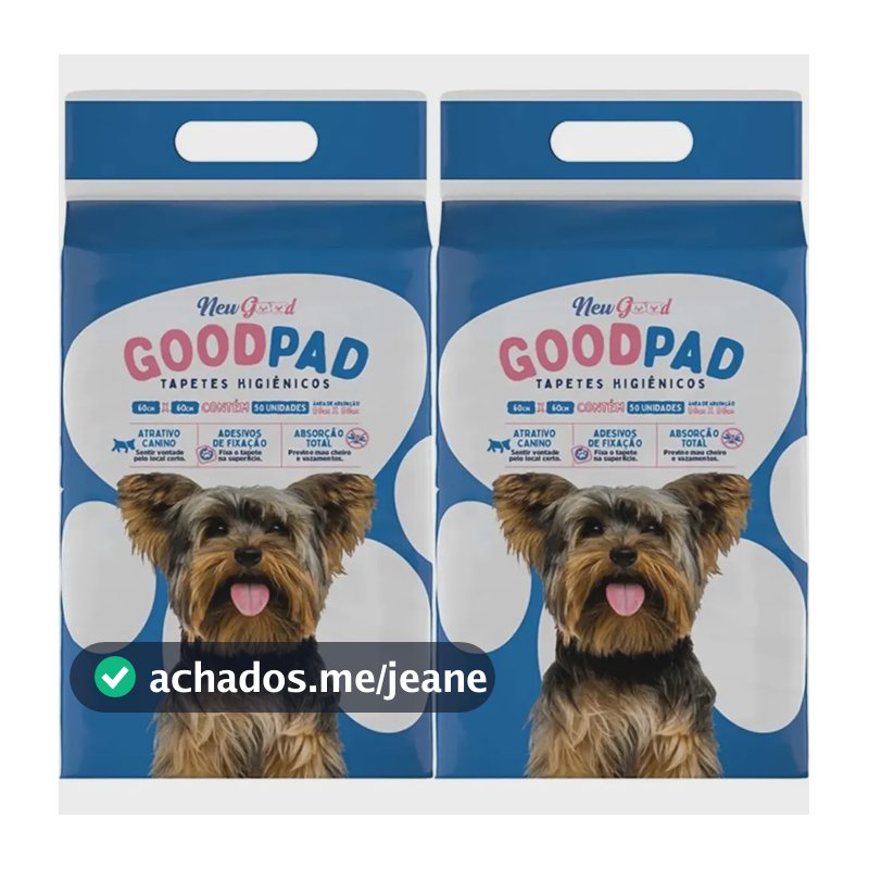 2x Tapete Higienico Good Pad 60x60cm 50un Total 100 Unidades Branco
