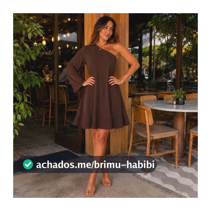 Vestido Feminino Assimétrico Ombro Único Casual Chic Marrom Gg 44-46