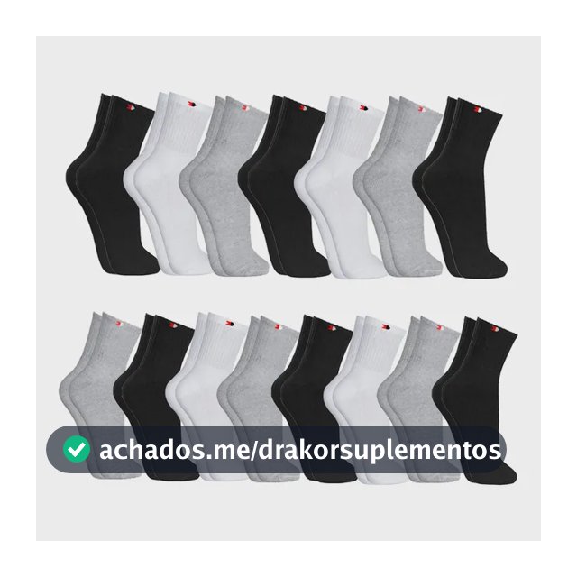 Kit 15 Pares Meias Sport Algodão Cano Médio Sandrini Confort Sortidos 39-43