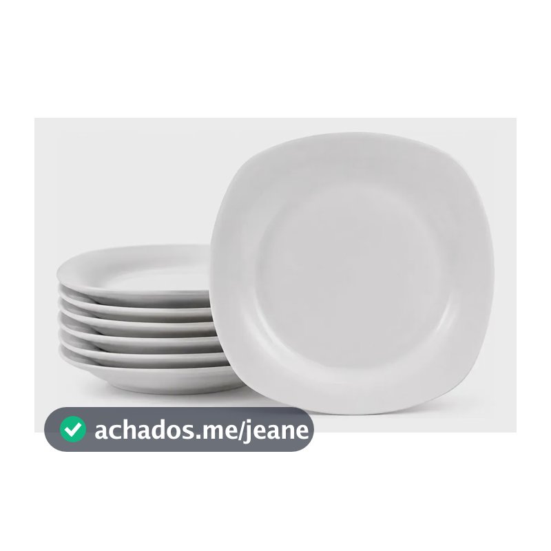 Jogo 6 Pratos Sobremesa 21cm Luxo Vidro Restaurante Branco Branco Branco Luxo