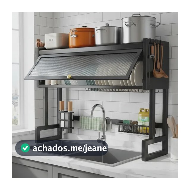 85cm Escorredor De Prato Louça De Cozinha Com Porta Preto