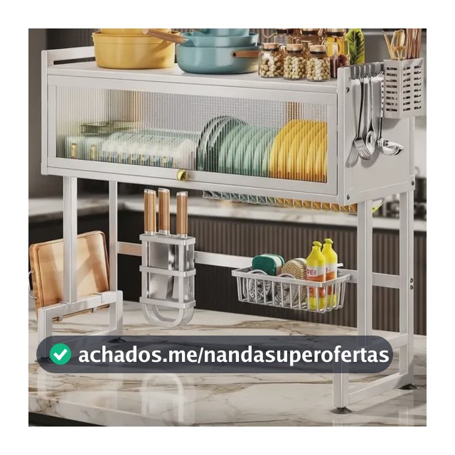Escorredor De Pratos Louça Preto Cozinha Suspensa 65cm 18pçs Branco