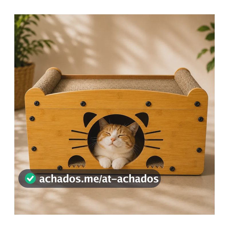 Arranhador Casinha Toca Gato Mdf E Papelão Antiestresse  Marrom