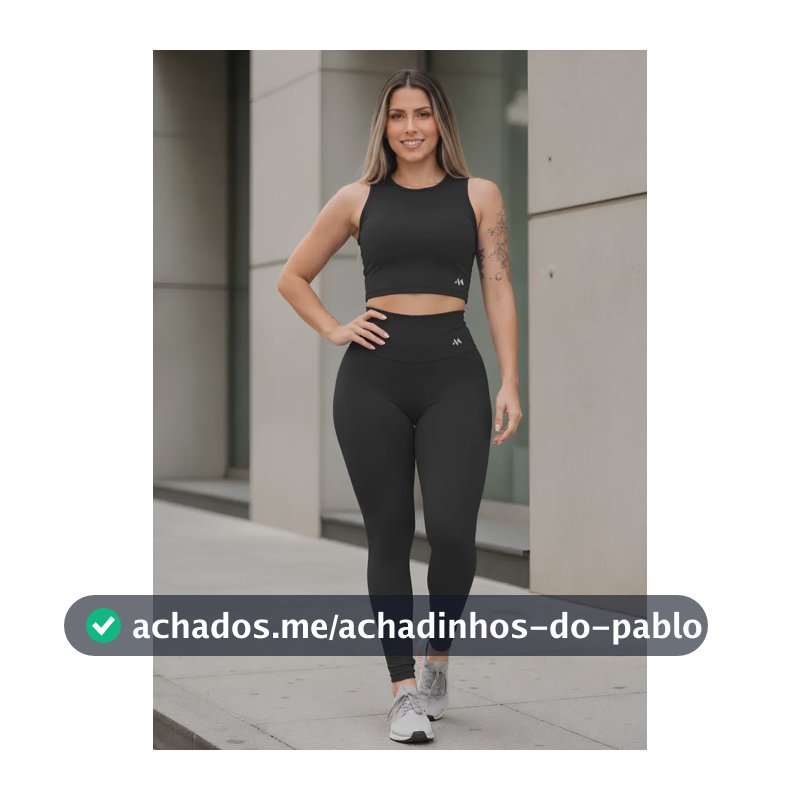 Conjunto Blackout Zero Transparência Legging E Cropped Suple Preto G