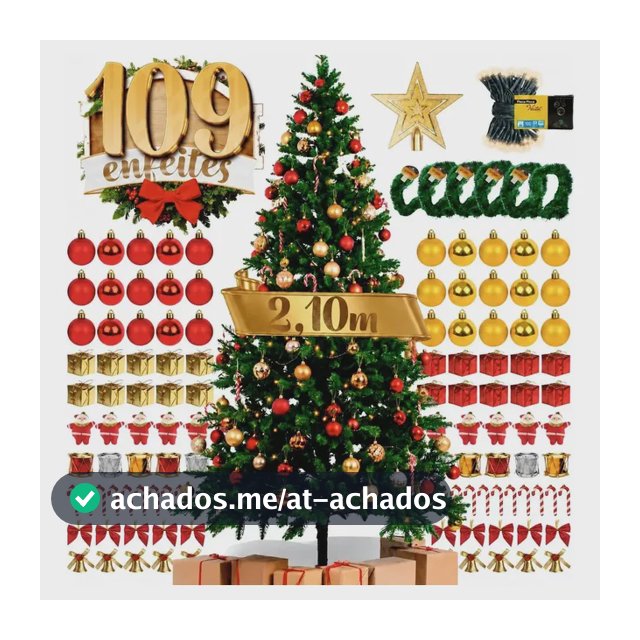 Árvore Natal Completa 210cm Grande Galhos Cheios Decorada