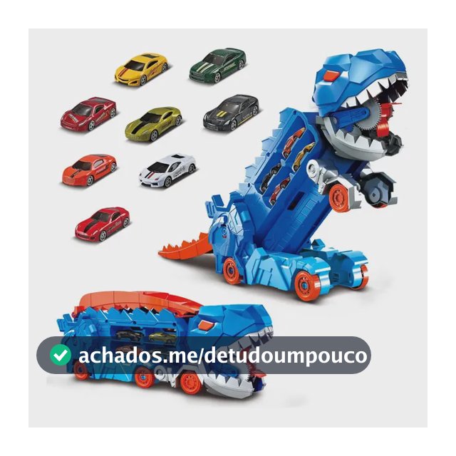 Caminhão Dinossauro Pista Com Carrinhos Maleta Transporte Cor Azul