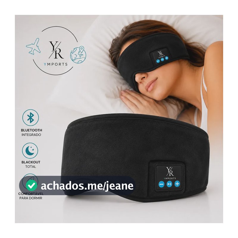 Máscara De Dormir Com Bluetooth Tapa Olho Com Fone Para Sono Meditação Relaxamento Preto YR Ymports