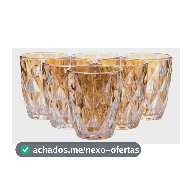 Jogo 6 Copos Vidro Diamond Âmbar 280ml  6 Unidades 6 Unidades