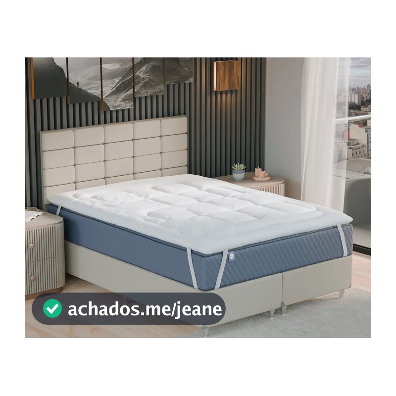 Pillow Top Cama Casal Grosso Extra Macio 400 Fios Hotel Branco Quilted Casal