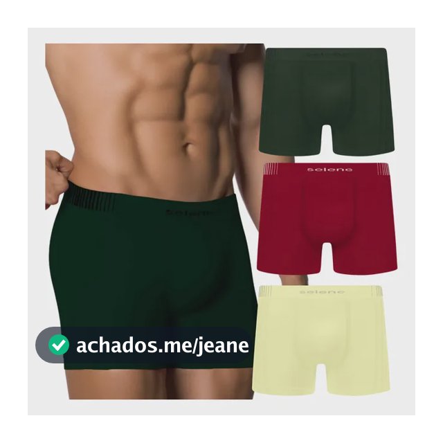 Kit 3 Cuecas Boxer Sem Costura Poliamida Toque Gelado Selene