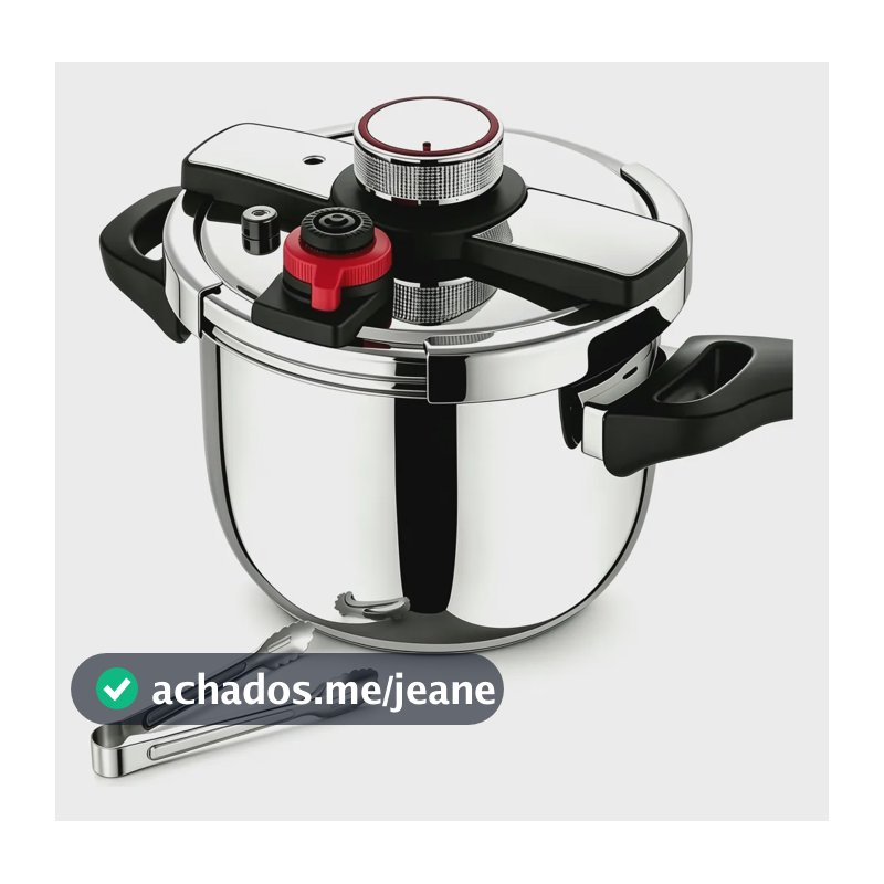 Panela De Pressão De 6 Litros Para Indução Com Fundo Triplo Vermelho