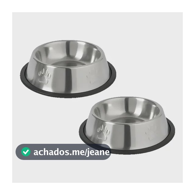 Kit 2 Tigela Inox G Bebedouro Comedouro Cachorro Grande Inox Grande Potinho 800ml