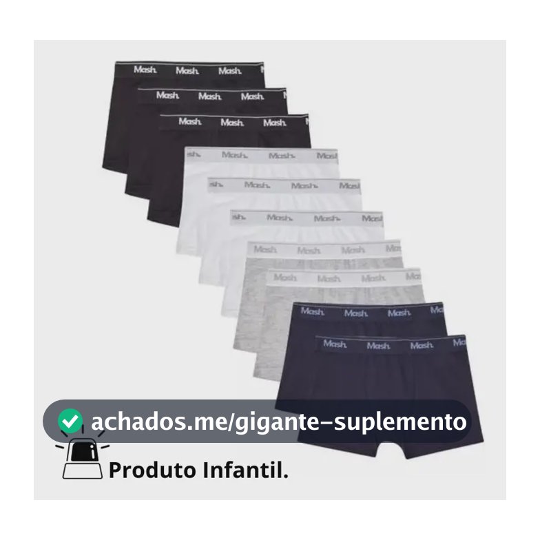 Kit Com 10 Cuecas Infantis Para Meninos Boxer Algodão Mash 3 Brancas 3 Pretas 2 Marinho 2 Mesclas Liso G