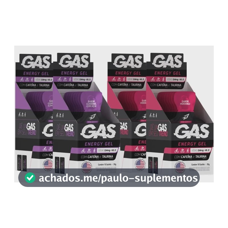 Kit 4x Caixas Gas Gel Energético 40 Sachês Bodyaction Sabor Morango/guarana Com Açai