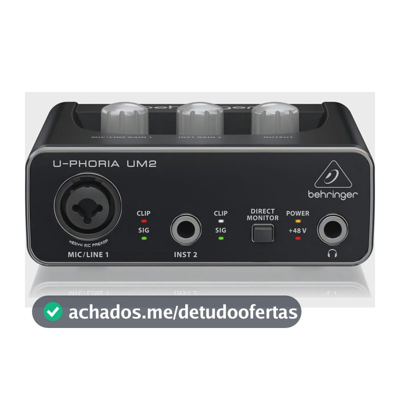Interface de áudio Behringer U-Phoria UM2 preta