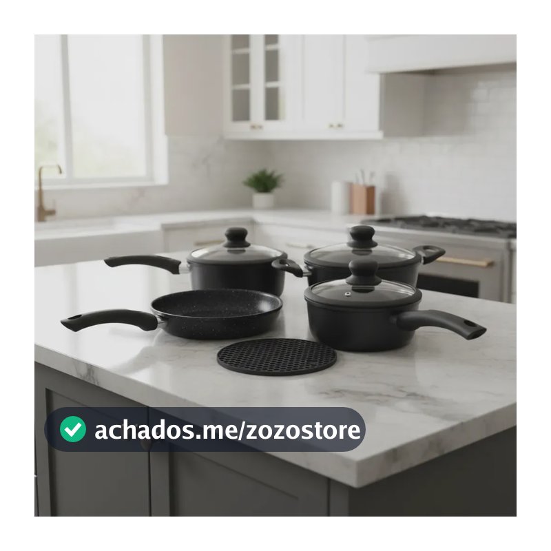 Jogo De Panelas Cerâmica Antiaderente Gamma Vienna 5 Peças Preto