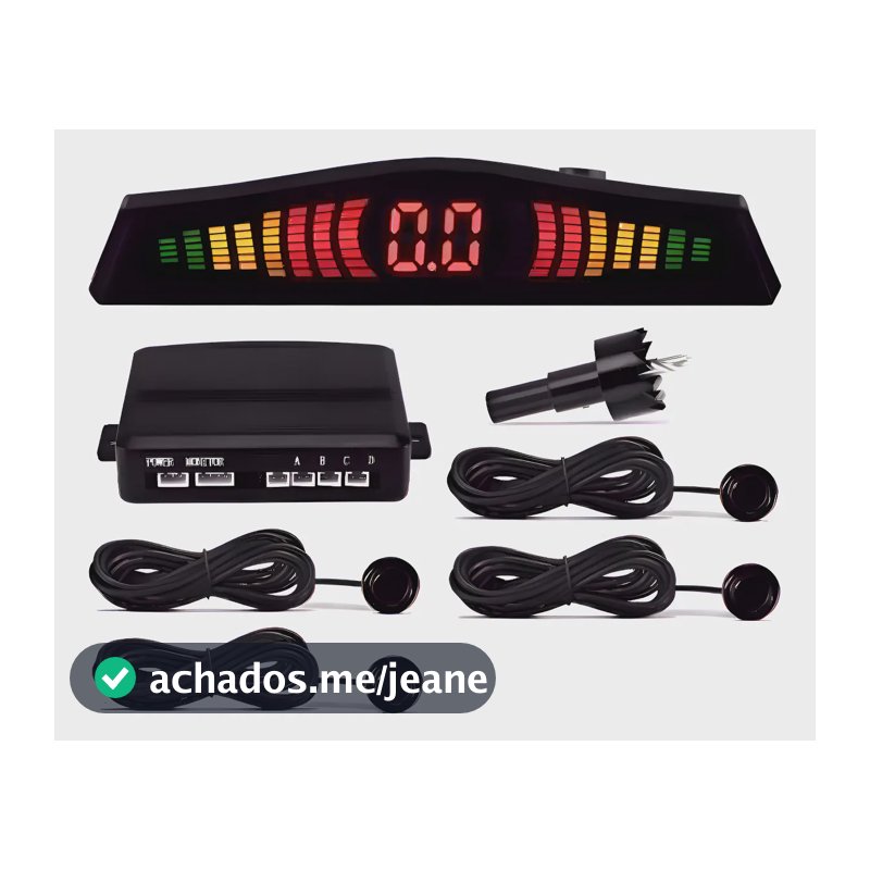 Sensor Estacionamento Automotivo 4 Sensores Ré Preto Vo6 Preto