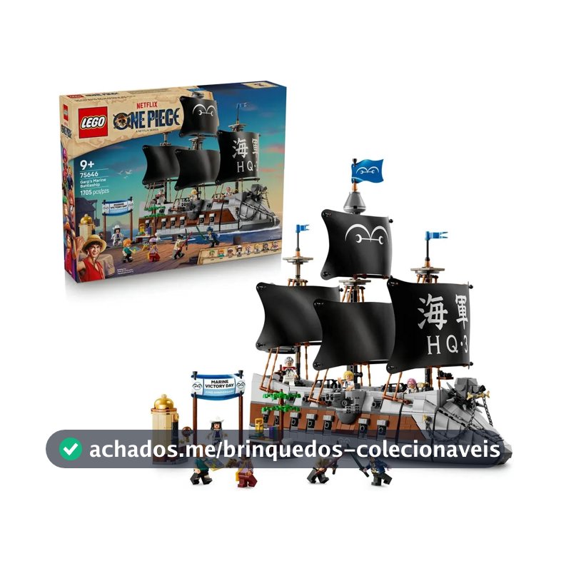 LEGO ONE PIECE Navio de Guerra da Marinha de Garp 75646; Conjunto de construção do impressionante navio da série; Para montar e recriar aventuras; Presente Dia das crianças; 9+