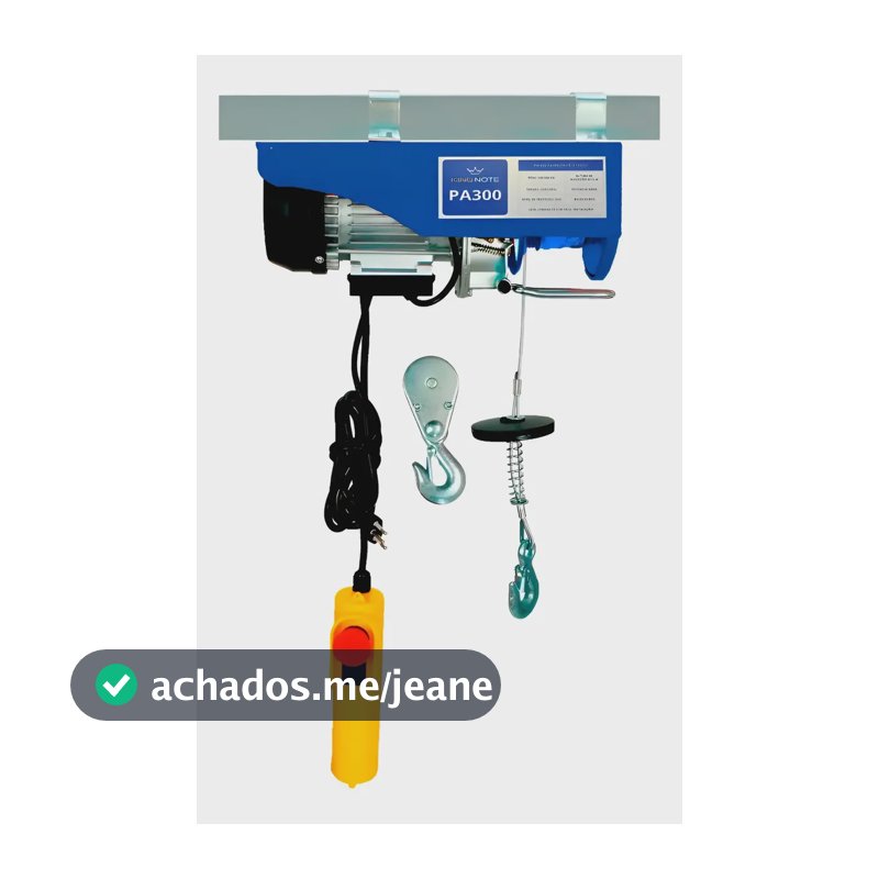 Talha Guincho Elétrica Capacidade 150-300kg Elevação 12m 220 Azul 127v 2
