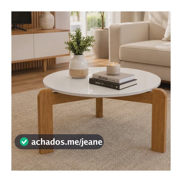 Mesa De Centro Redonda Decorativa Moderna Mdf 70cm Para Sala