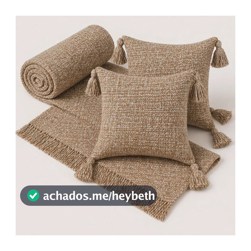 Kit Manta Para Sofá Viena + 2 Capas De Almofada 45x45 Algodão Decoração E Conforto