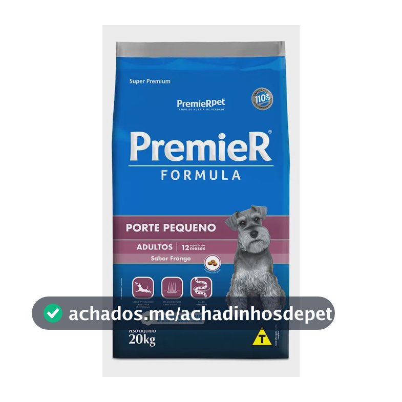 Ração Premier Super Premium Formula para cão adulto de raça pequena sabor frango de 20 kg