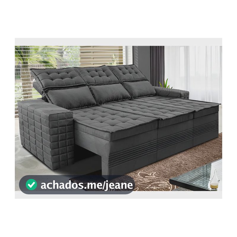 Sofá 3 Lugares Retrátil e Reclinável Cama inBox Senses 2,00m Velusoft Cinza