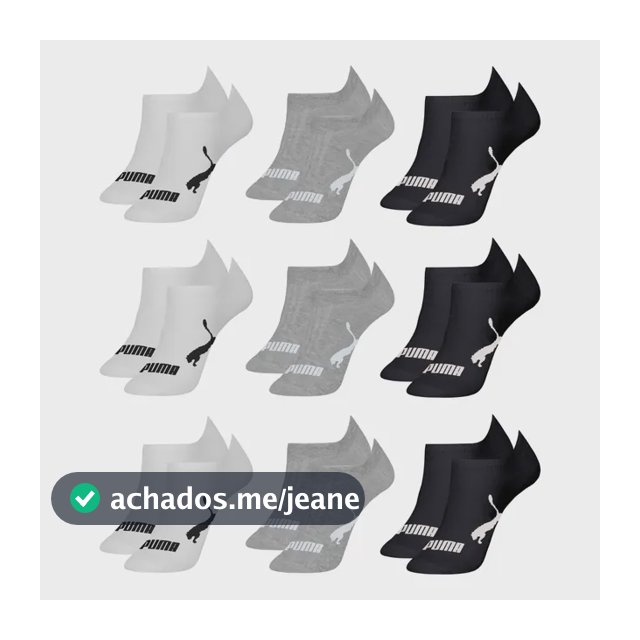 Kit 9 Pares Meias Puma Soquete Cano Curto Sapatilha Original