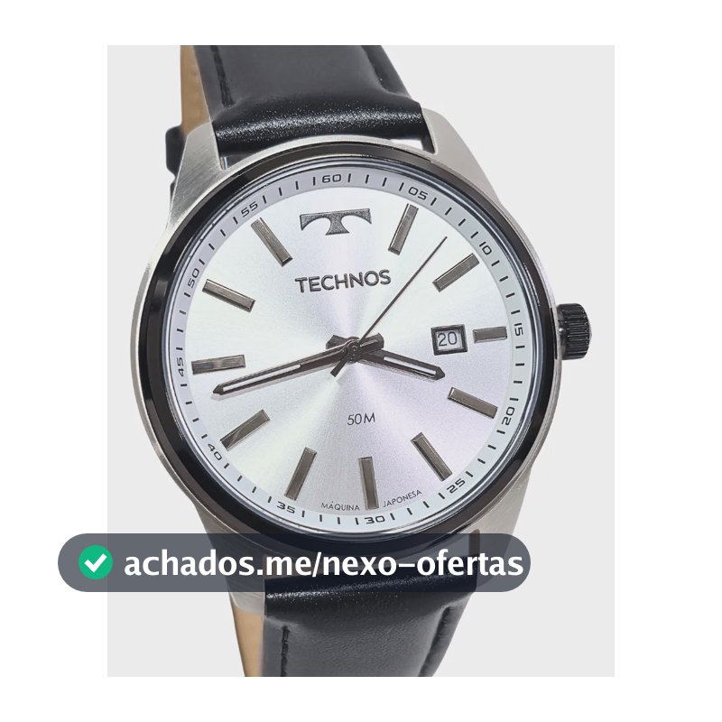 Relógio Technos Masculino Couro Linha Stell Prata Prata Branco