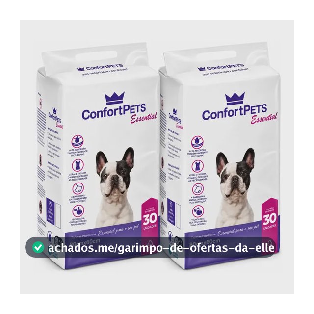 Tapete Higiênico Confort Pads Essential 80x60 2 Pacotes 60un Branco