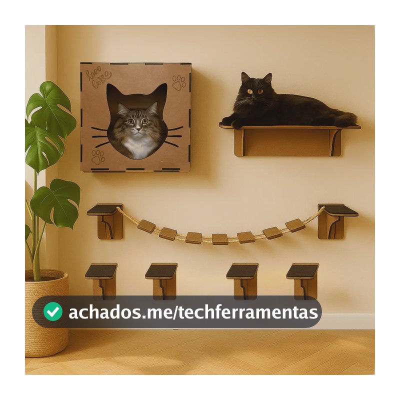 Kit Brinquedo Gato 7pcs Playground Gatos Em Mdf Cor Mdf 4mm Playground 7 Peças