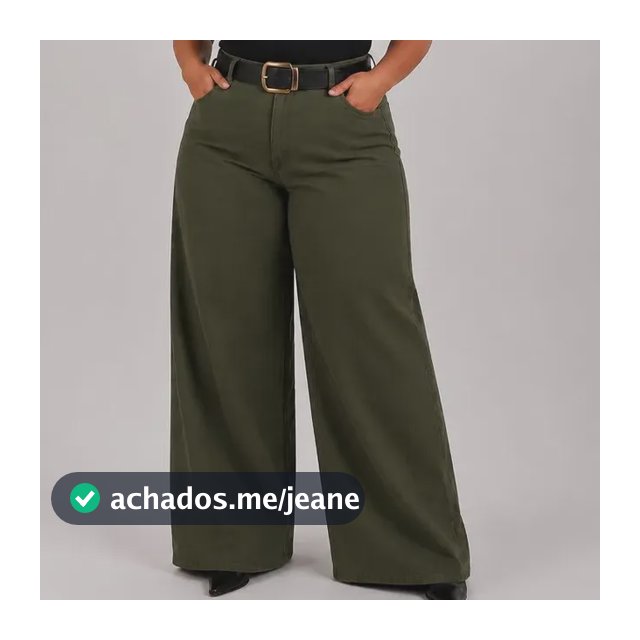 Calça Wide Leg Plus Size Sarja Pantalona Feminina 46 Ao 58